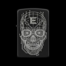 Alsepeteavm Benzinli Çakmak Kuru Kafa Figürlü E Harfli Tasarım - V7