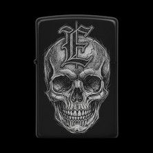 Alsepeteavm Benzinli Çakmak Kuru Kafa Figürlü E Harfli Tasarım - V79