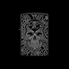 Alsepeteavm Benzinli Çakmak Kuru Kafa Figürlü E Harfli Tasarım - V80