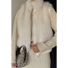 Gülseli Kadın Iç Astarlı Ön Fermuarlı Peluş Yelek P-00019200