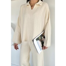 Gülseli Polo Yaka Bluz Pantolon Triko Ikili Takım P-00019174