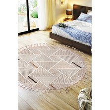 Halı Sepeti Enti Bonn 8805 Krem Daire Iskandinav Halı Salon Halısı Kesme Halı Yolluk