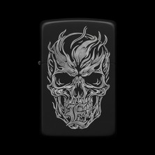 Alsepeteavm Benzinli Çakmak Kuru Kafa Figürlü E Harfli Tasarım - V91