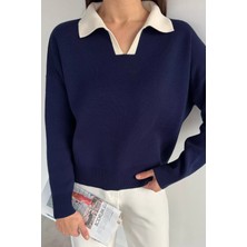 Gülseli Polo Yaka Salaş Triko Bluz (S,m,l,xl Uyumludur) P-00019068