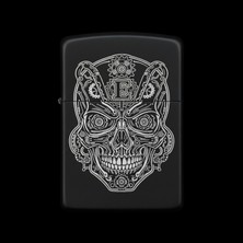 Alsepeteavm Benzinli Çakmak Kuru Kafa Figürlü E Harfli Tasarım - V84