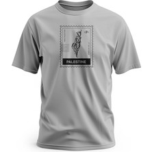 Zaytoon Tişört, Kısa Kollu Unisex Filistin Posta Pulu Tasarımlı Dijital Baskılı Rahat T-Shirt
