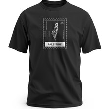 Zaytoon Tişört, Kısa Kollu Unisex Filistin Posta Pulu Tasarımlı Dijital Baskılı Rahat T-Shirt