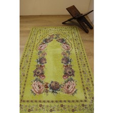 Believe Kınay Fıstık Yeşili Jakarlı Dokuma Goblen  Dekoratif Astarsız Saçaksız Şönilli Seccade 70*115