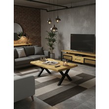 Raweyn Flux Sulamalı Doğal Ahşap Orta Sehpa 45X60