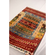 El Dokuma Afgan Halı Gebbeh Desenli Kırmızı Renk 1 Metre Kare