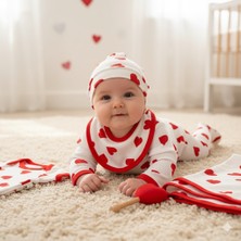 Asyaden Baby Kız Bebek Pamuklu Büyük Kalpli Çıtçıtlı 0-3 Ay 7li Zıbın Set Yenidoğan Hastane Çıkışı