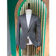 Cemden Erkek Koyu Gri Regular Fit Mono Yaka Ceket 4023-06A