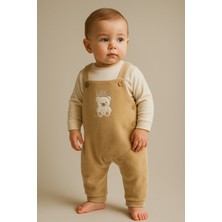 Katia & Bony Bebek Teddy Desenli Düğmeli Tulum Ekru