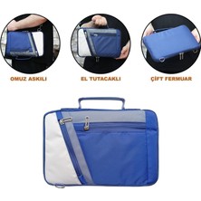 Microcase Apple iPad Pro 13 2025 Için Omuz Askılı El Tutacaklı Universal Sleeve Taşıma Çantası AL4346 Lacivert Krem Gri