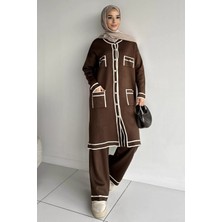 Julude Ön Düğmeli Tesettür Triko Hırka Bel Lastikli Pantolon Ikili Takım P-00019052