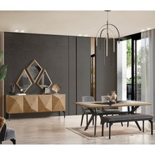 Eymense Piramit Modern Yemek Odası Takımı MDF Malzemeden 190 cm Genişlikte 4 Adet Sandalyeli