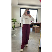 Elif Tarakçı Butik Bordo Modal Kumaş Eşofman Alt