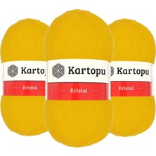 Kartopu 3 Adet Kristal Çift Katlı El Örgü Lif Ipi Koyu Sarı K320