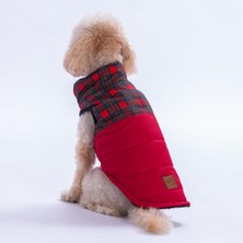 Pawstar Kırmızı Elgin Paws Ekose Desen Yelek Köpek Yeleği Köpek Kıyafeti Köpek Yağmurluk