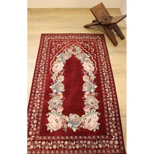 Believe Kınay Bordo Jakarlı Dokuma Goblen  Dekoratif Astarsız Saçaksız Şönilli Seccade 70*115