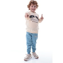 CQCQ Erkek Çocuk New York Brooklyn Baskılı Eşofman Takımı – Rahat Kalıp, Yumuşak Kumaş, 2’li Sweat