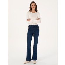 Pierre Cardin Kadın Saks Flare Fit Jean Pantolon 50308440-VR032