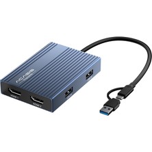 Acasis DS0602 Type-C & Usb-A Harici Ekran Kartı Kiti - 2xhdmı 4K@60Hz, 2x Usb-A 2.0, 100W Pd, Tak Çalıştır, Çoklu Ekran Adaptörü (DS0602)