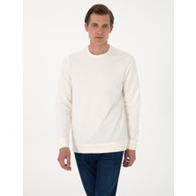Pierre Cardin Erkek Ekru 2 Iplik Regular Fit Bisiklet Yaka Basic Sweatshirt 50314054-VR019