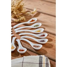 6'lı Porselen Beyaz Reçel,bal ve Baharat Kaşığı