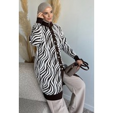 Julude Desenli Angora Tesettür Triko Hırka P-00019199