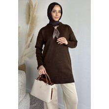 Julude Bisiklet Yaka Fularlı Tesettür Triko Tunik P-00019203