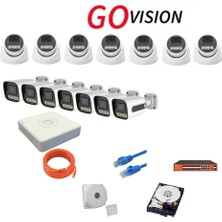 Go Vision 14'lü 5mp 4K Ultra Hd Ip Güvenlik Kamera Seti (Gece Görüşlü, Dış Mekan Uyumlu)