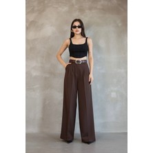 Haka Giyim Kadın Palazzo Pileli Pantolon Ithal Doubleface Kumaş Yüksek Kaliteli Ürün Yüksek Bel Kemerli