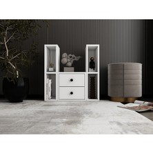 Nettrends Modüler Depolamalı Ofis Sehpası Çekmeceli Yan Ünite Açık Raflı Tasarım BEYAZ-NRG-OFS-S-1001