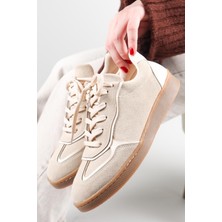 Birikon Bante Cilt Garnili Süet Sneakers Ten