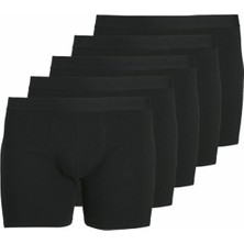Jack & Jones 12273987 Erkek Boxer 5'li Paket Büyük Beden Siyah Renkli Rahat Paça Tasarımı