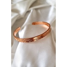 Trade Bazaar El Yapımı Dövme Unisex Şık Tasarım Kalın Saf Bakır Bilezik Bakır Takı Romatizma Bilekliği