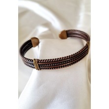 Trade Bazaar El Yapımı Hasır Model Unisex Şık Tasarım Kalın Saf Bakır Bilezik Bakır Takı Romatizma Bilekliği