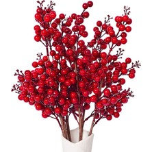 10 Adet Kırmızı El Yapımı Yılbaşı Süsü, Ev ve Parti Dekoru, Kış Teması