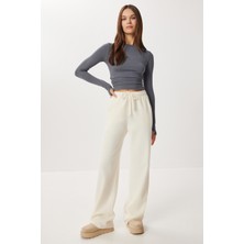 Happiness İstanbul Çok Yumuşak Dokulu Selanik Eşofman Altı LUB0063 Krem