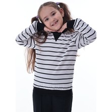 CQCQ Kız Çocuk Çizgili 2 İplik Sweatshirt – Rahat Kumaşlı, Esnek, Şık ve Modern Günlük Üst Modeli