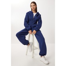 Happiness İstanbul Fermuarlı Şardonlu Örme Alt-Üst Takım LDM0018 Lacivert