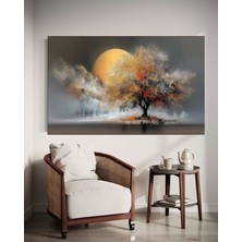 Özkacar Group Altın Ağaç Özel Çizim V3 Kanvas Tablo Ev Dekarasyon Hediyelik Duvar Süsü