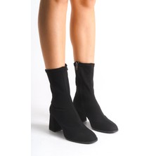 Adımla Kadın Bot Streç Siyah Kalın Topuklu Içten Fermuarlı Agnes