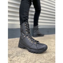 Joy Ayakkabı JY999 Strike Bağcıklı Ortopedik Taban Günlük Cilt Erkek Askeri Postal Bot Cst Siyah