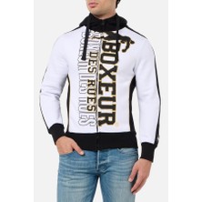 Boxeur Des Rues White Full Zip Hoodie With Logo White-Gold