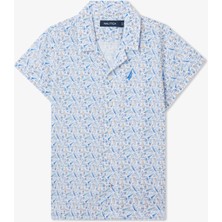Nautica Erkek Çocuk Beyaz Classic Fit Baskılı Gömlek