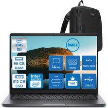 Dell Pro 14 Intel Core Ultra 5 235U 4.9ghz 96GB Ddr5 512GB SSD Freedos Intel® Aı Boost 14 Inç IPS Fullhd+ (1920X1200) Taşınabilir Bilgisayar PC14250BTO113F37 + Zetta Çanta