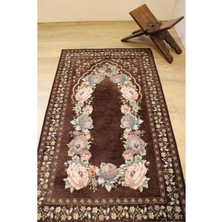 Believe Kınay Acı Kahve Jakarlı Dokuma Goblen  Dekoratif Astarsız Saçaksız Şönilli Seccade 70*115