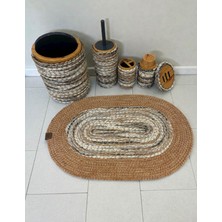 Homeinn Doğal Dokulu Hasır Görünümlü 6 Parça Banyo Takımı – Zarif ve Modern